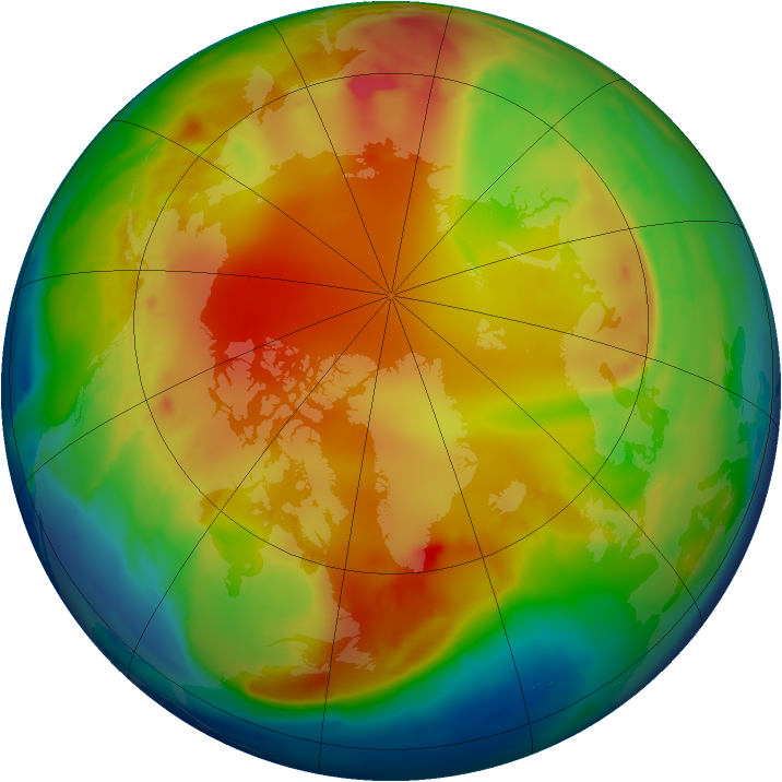Arctic ozone map for 24 January 2013